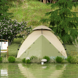 Tente de camping familiale 3-4 pers. tente dôme étanche 2000 mm sac de transport vert marron