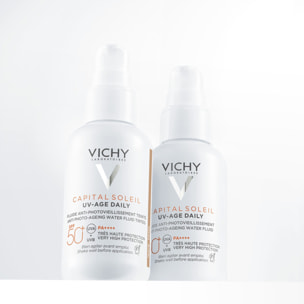 Capital Soleil UV Age Daily Teinté SPF 50+ - Fluide Solaire Anti-Âge Teinté - Tous Types de Peaux - 40 ml