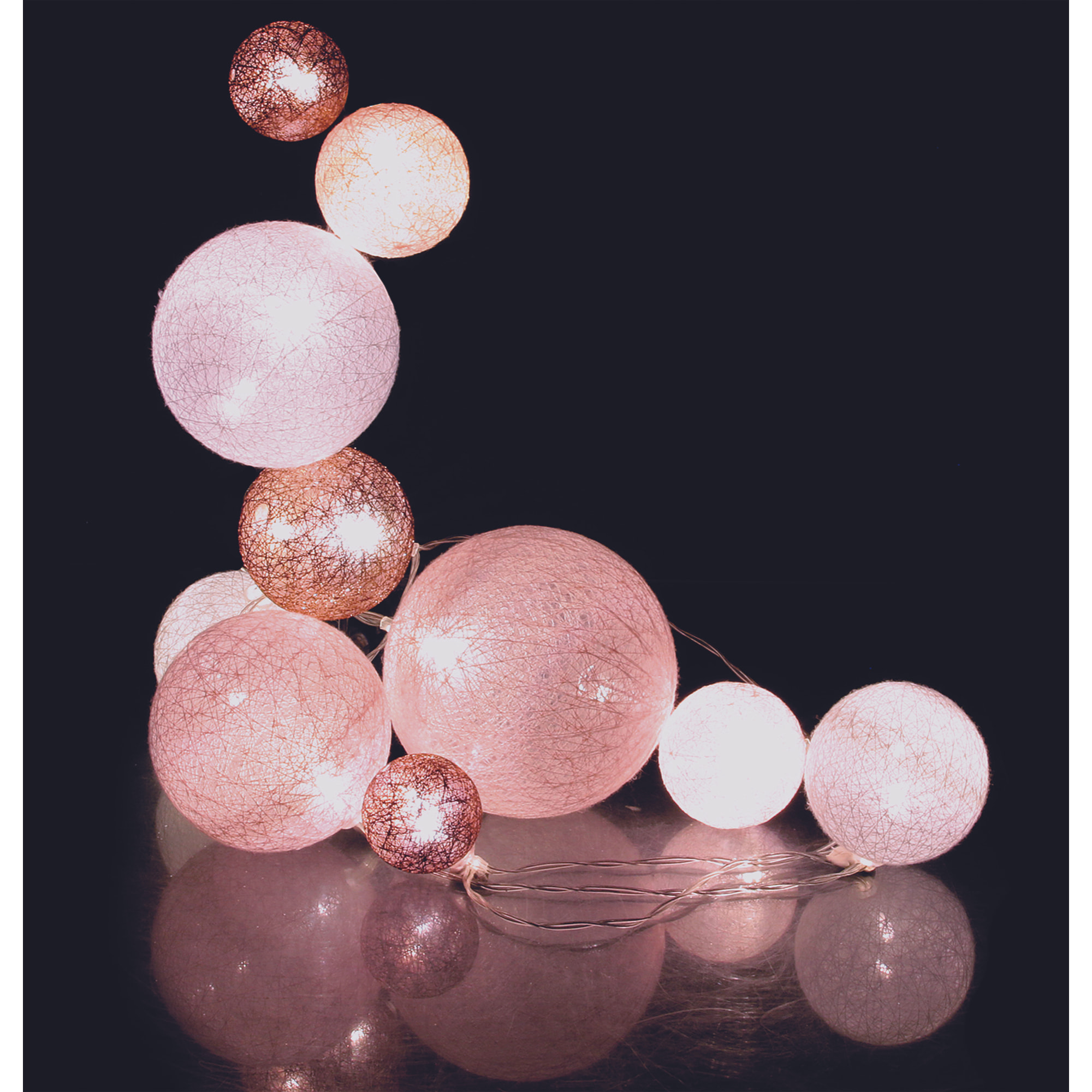 Guirlande Boule 10led Multi-taill Poudre 192cm