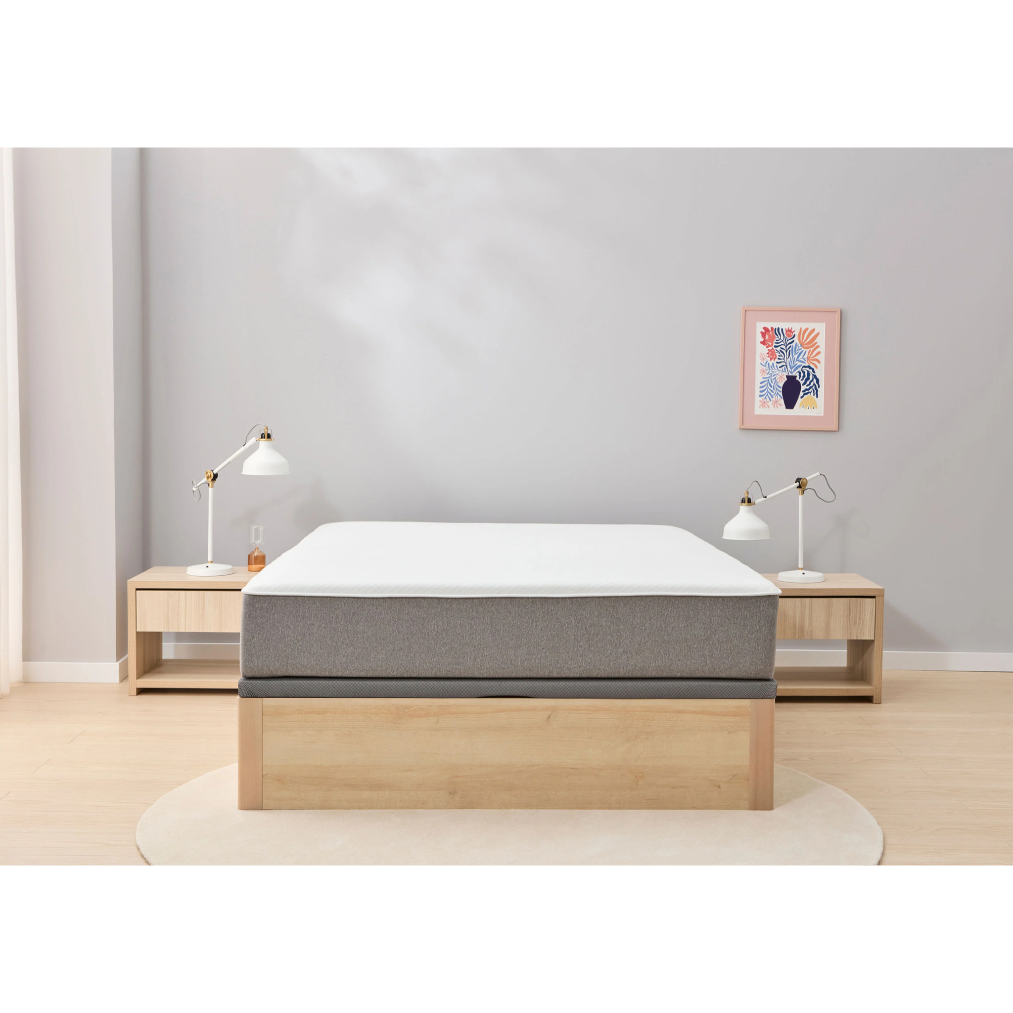 Pack Ahorro Colchón Hybrid Premium + Canapé Madera + Pack 2 Almohadas + Protector