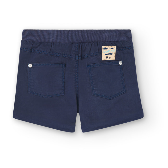 Bermudas para niÃ±o en liso de color azul marino, Camiseta