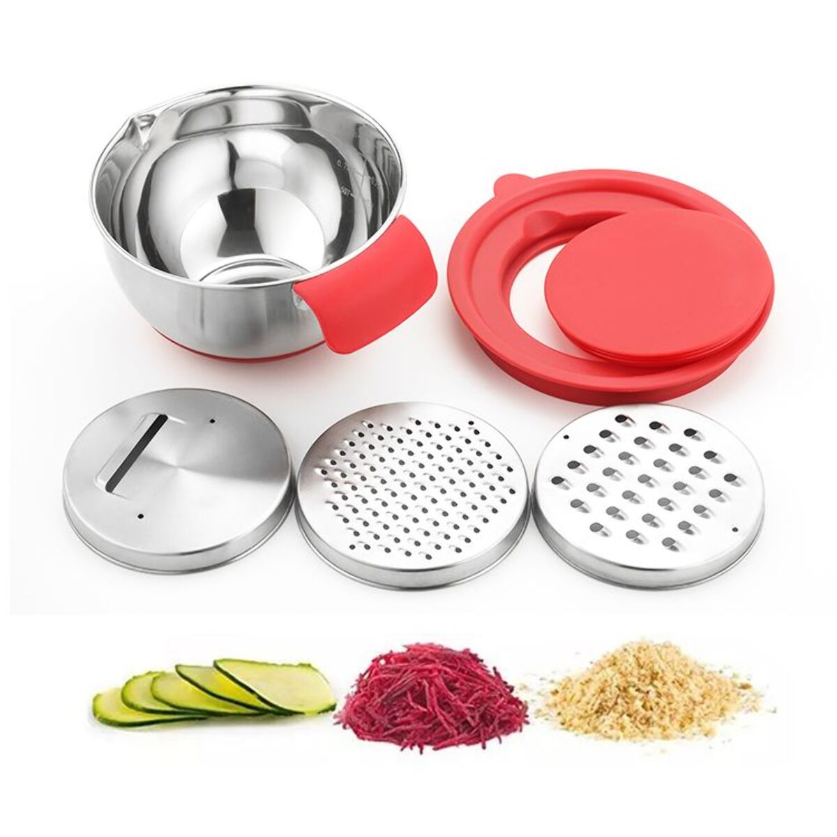 Ensemble de 3 bols avec couvercle et râpe Herzberg HG04036