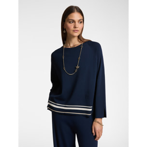 Elena Mirò - Jersey con borde de rayas - Azul