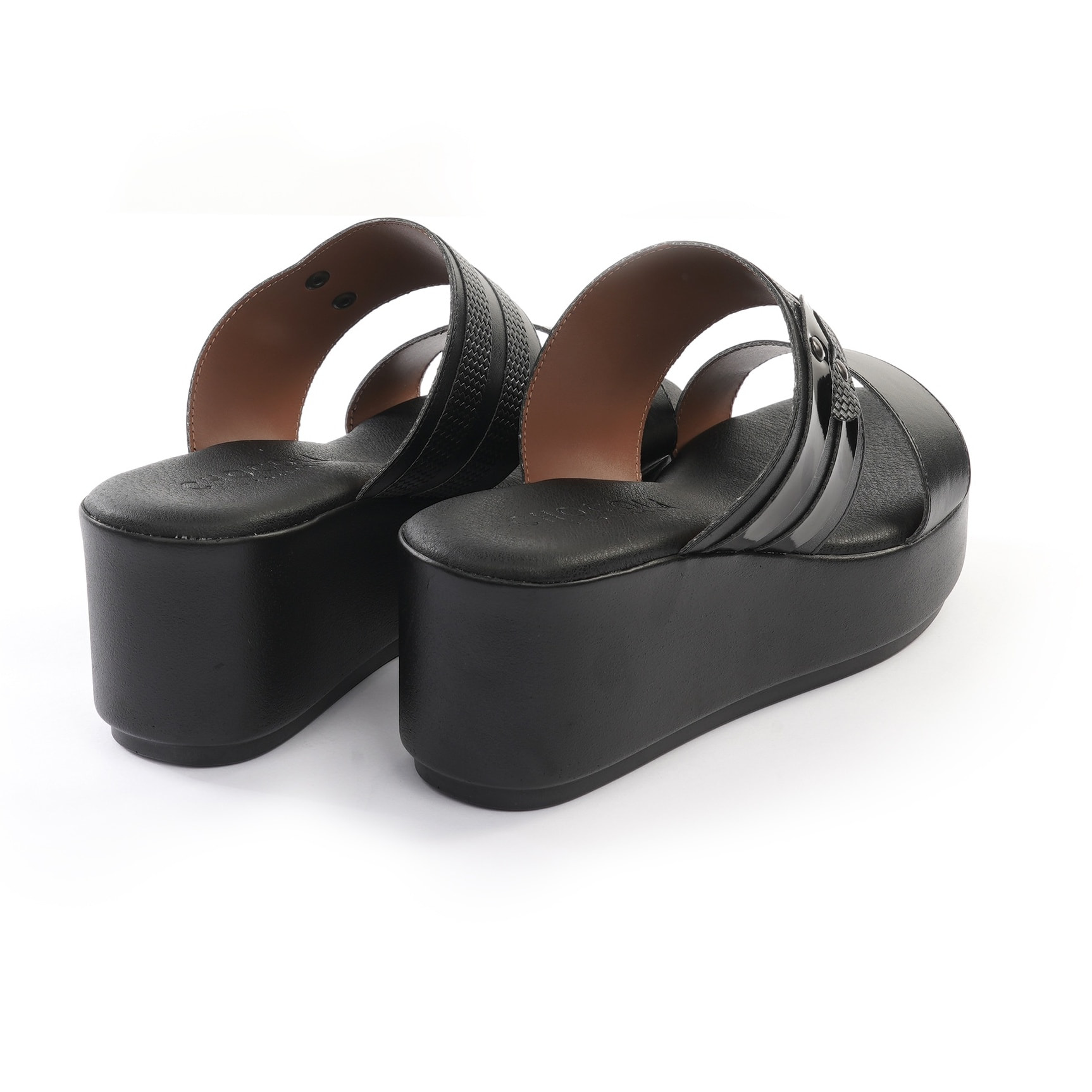 SANDALO ZEPPA DOPPIA FASCIA NERO