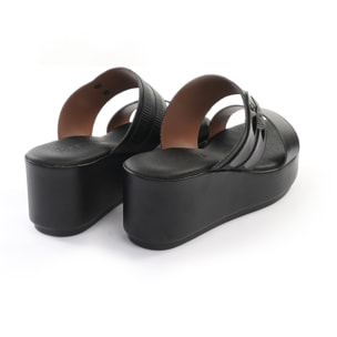 SANDALO ZEPPA DOPPIA FASCIA NERO