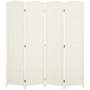 Paravent intérieur en bois 4 panneaux 180 x 180 cm séparateur de pièce pliable bois blanc