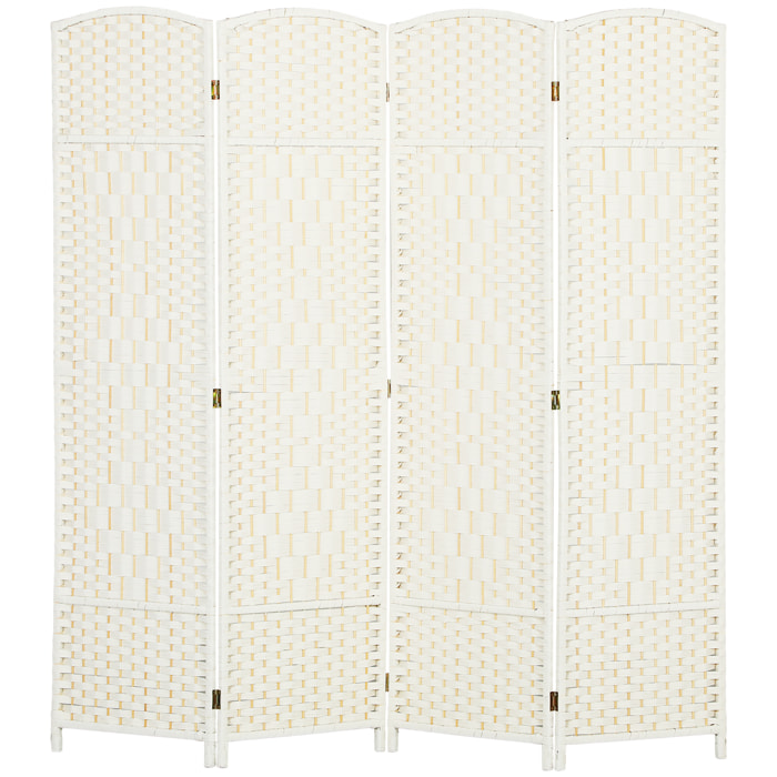 Paravent intérieur en bois 4 panneaux 180 x 180 cm séparateur de pièce pliable bois blanc
