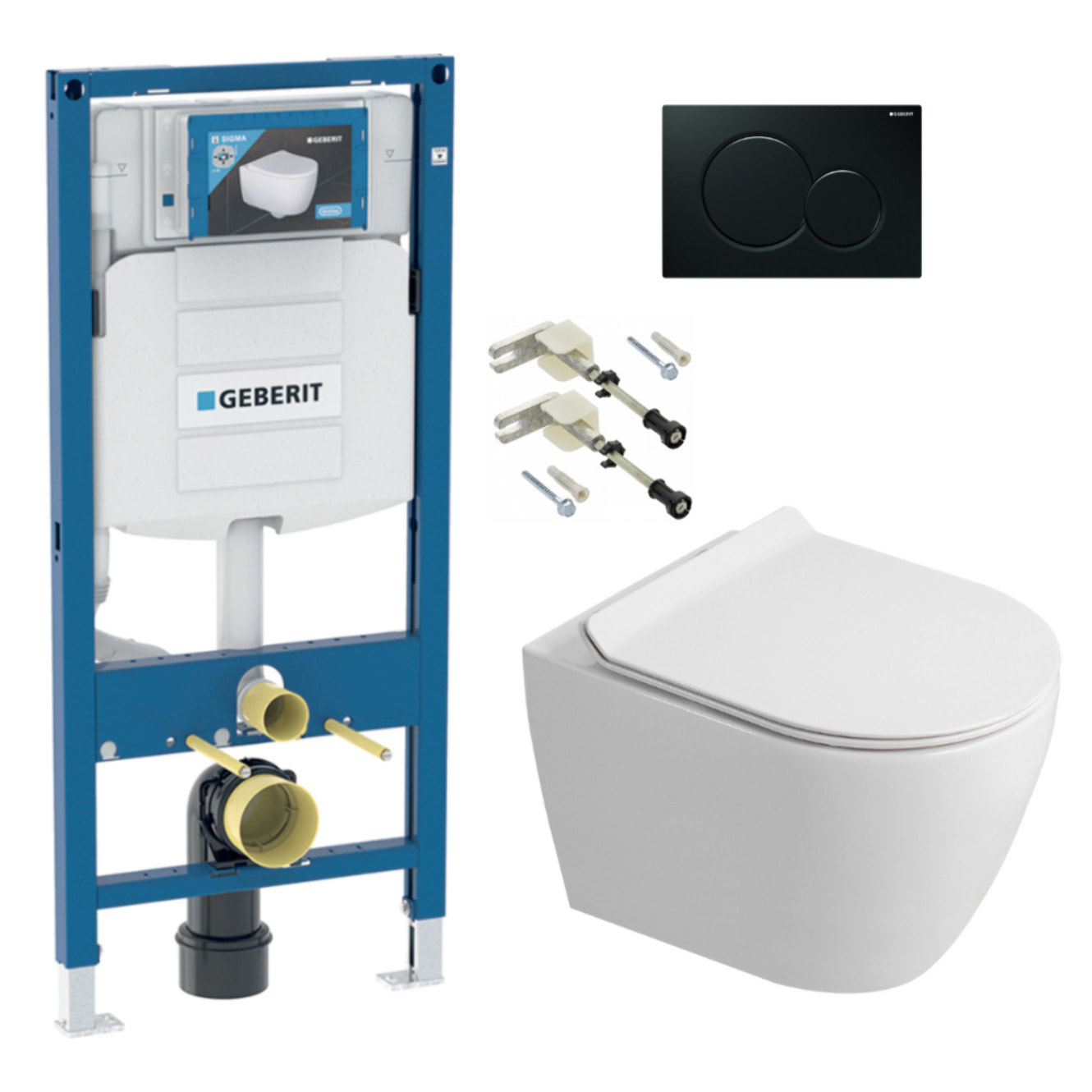 Duofix pack WC bâti-support + WC sans bride Ceramia PixL avec abattant SoftClose + plaque (GECEPXWT01-FR)