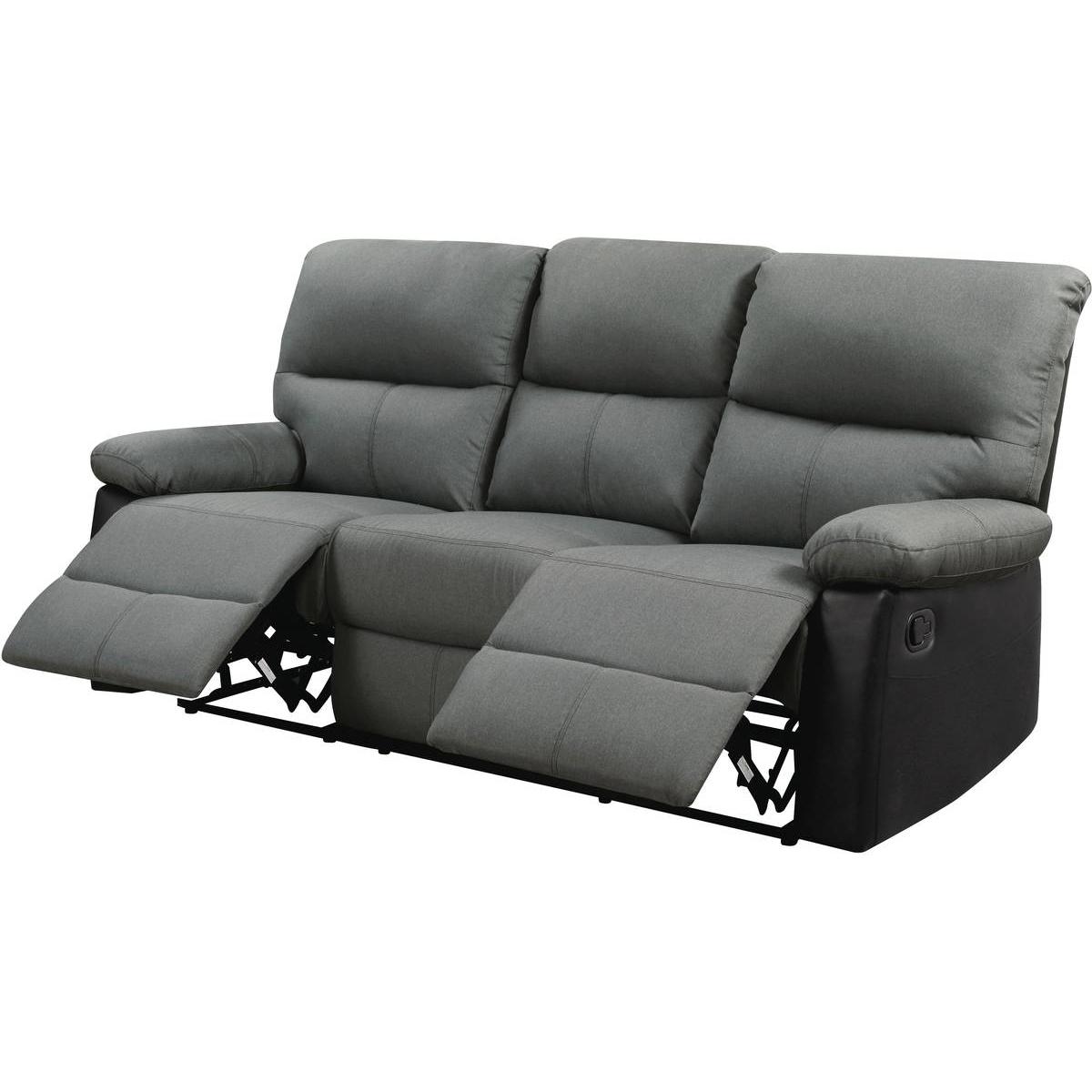 Canapé relax ''Lincoln'' - 197 x 89 x 103 cm - 3 places - Noir / Gris foncé