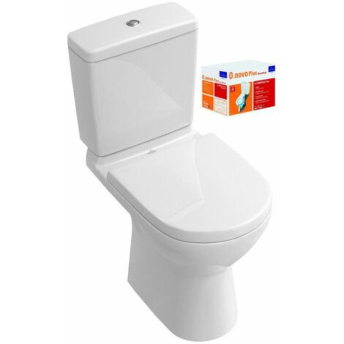 Pack WC O. Novo plus Ovale sortie horizontale Blanc CeramicPlus