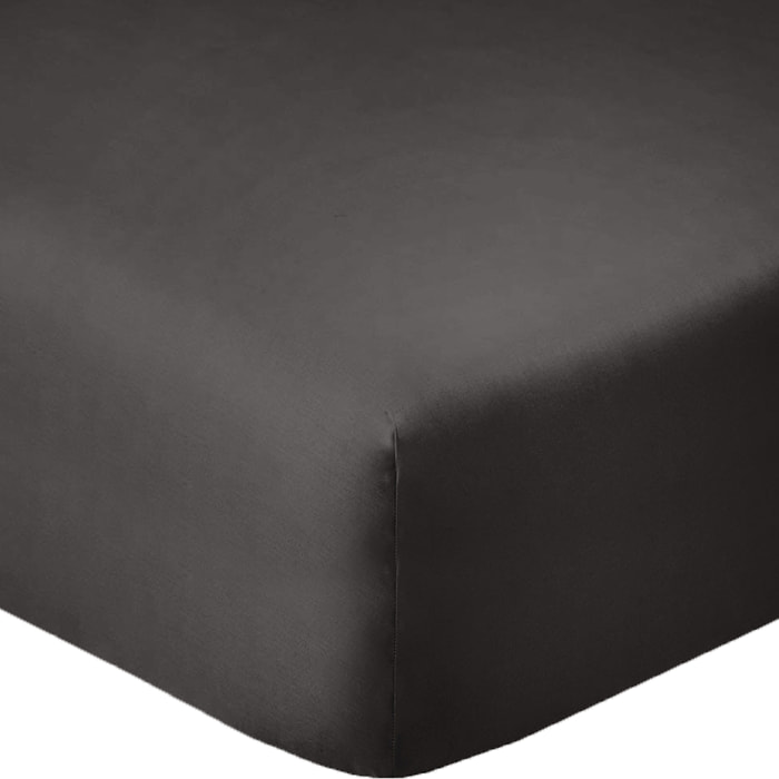 Drap housse coton gris fonce