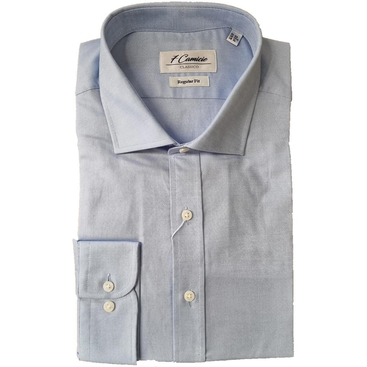 Camicia Uomo 1 Bottone Francese Super Oxford Unito Celeste Polvere