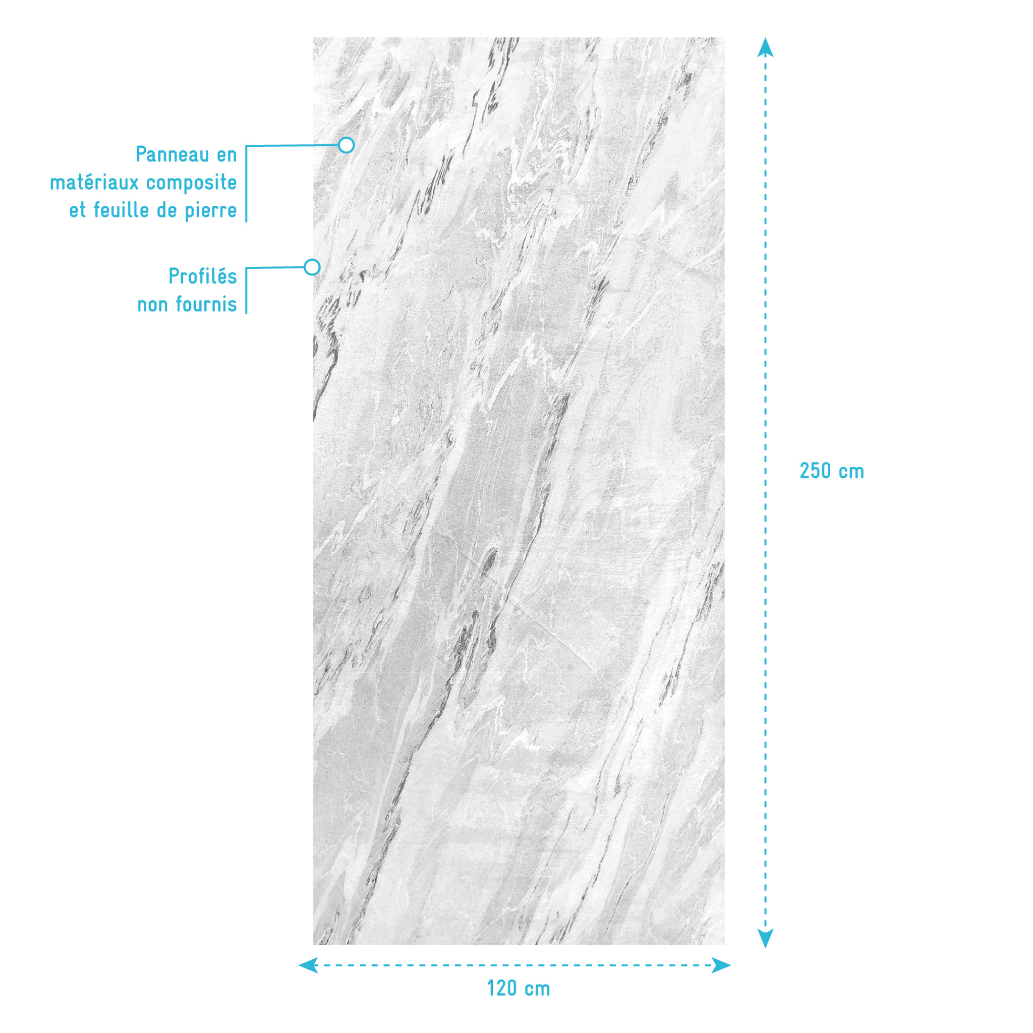 Panneau Mural Pierre Finition Artic Storm 90 x 250 cm - STONE'IT