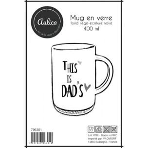 Mug en verre fond liège inscription dad