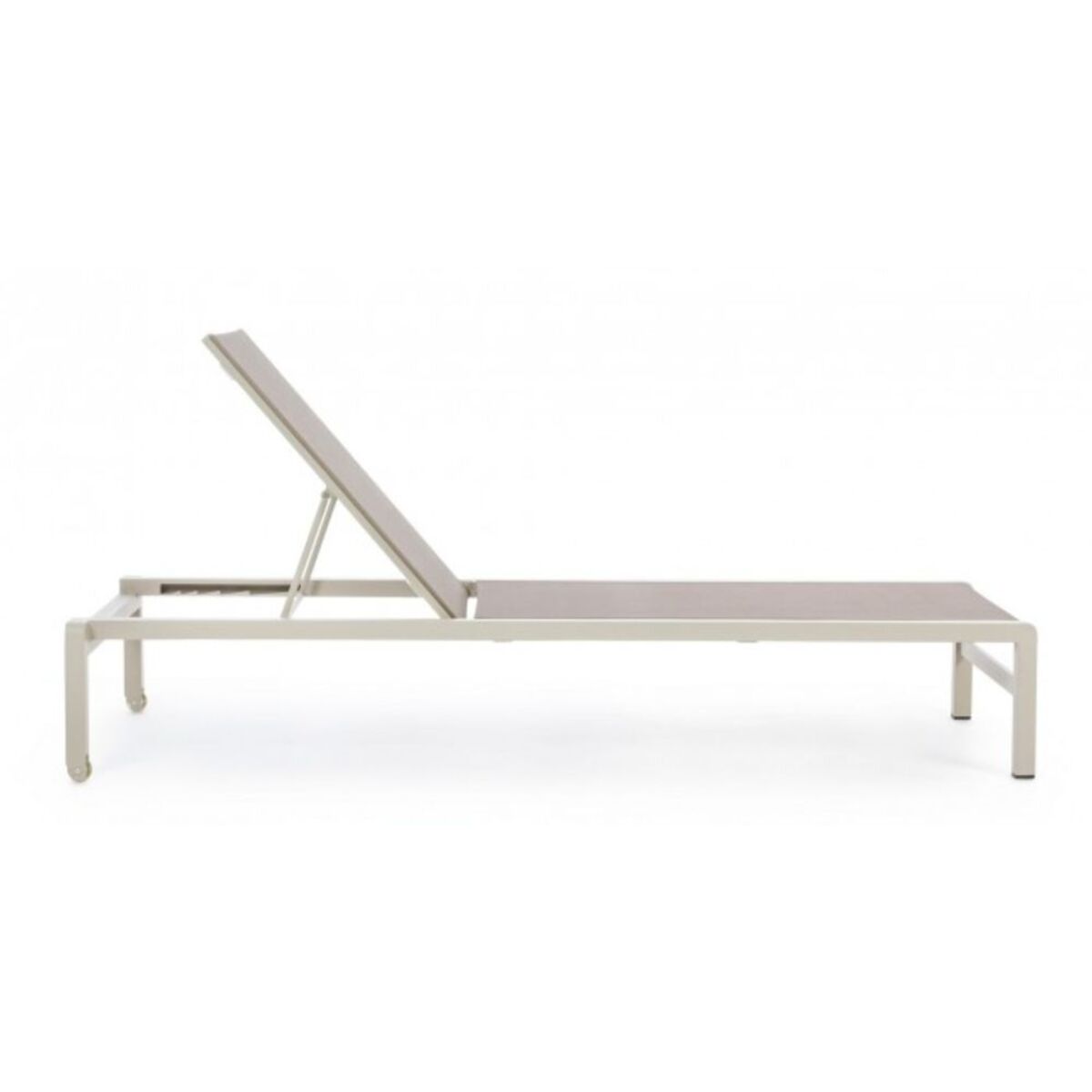 Set di 4 lettini reclinabili KONNOR in alluminio e textilene tortora, con ruote