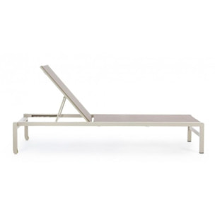 Set di 4 lettini reclinabili KONNOR in alluminio e textilene tortora, con ruote