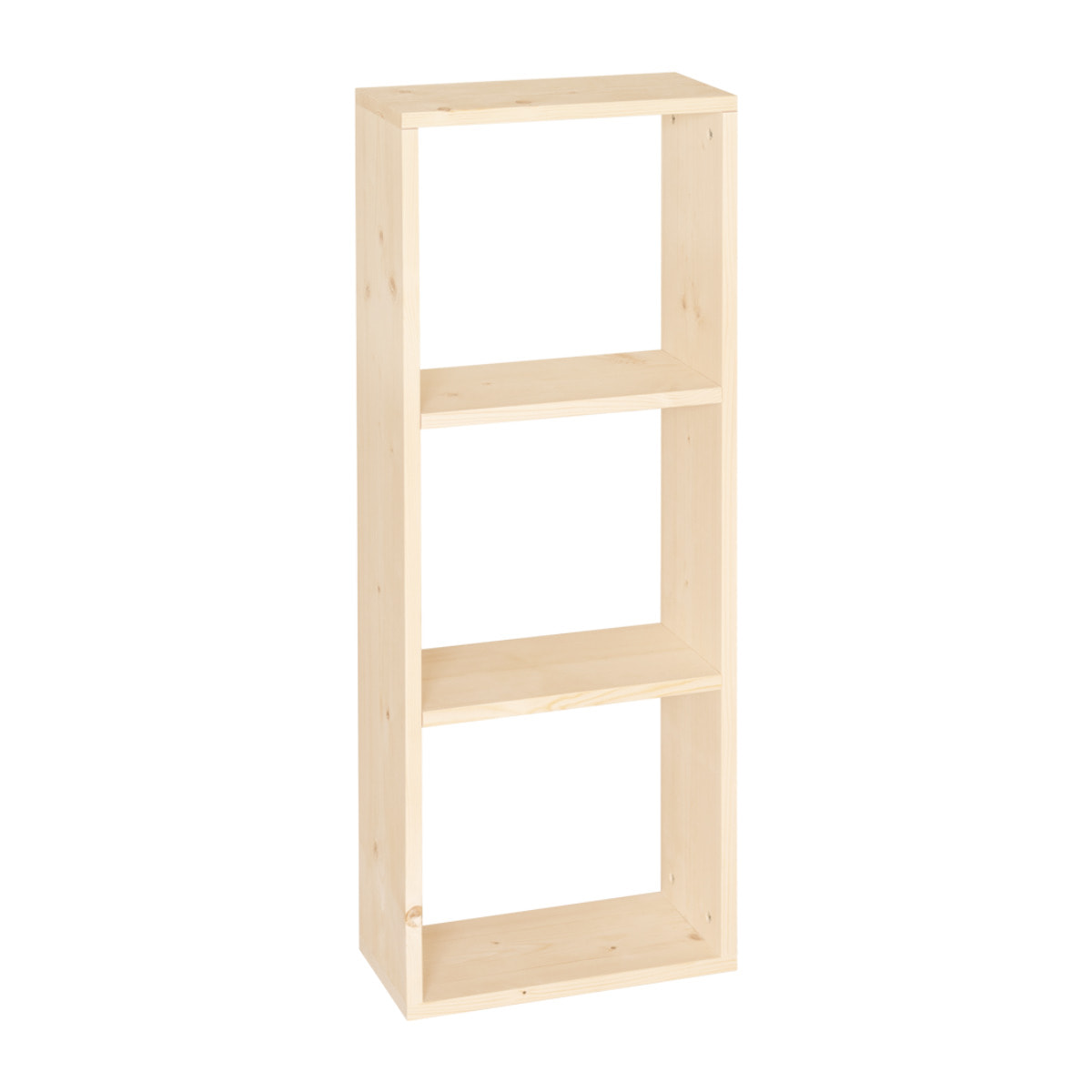 Estanteria de madera maciza en tono natural con 2 estantes Alto: 110 Largo: 40 Ancho: 20