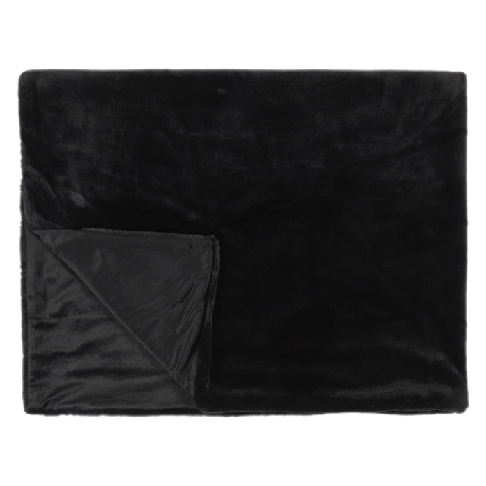 Plaid - HOME DECO FACTORY - Opulence - Imitation Fourrure - Noir