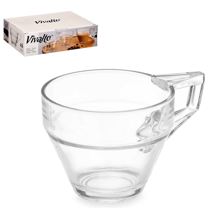 PACK 6 TAZAS CAFE CON LECHE 200ML