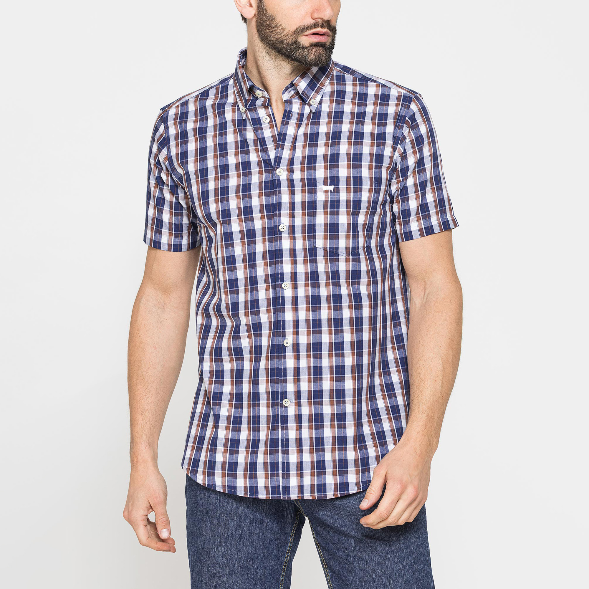 CAMICIA A MANICA CORTA IN COTONE CON FANTASIA
