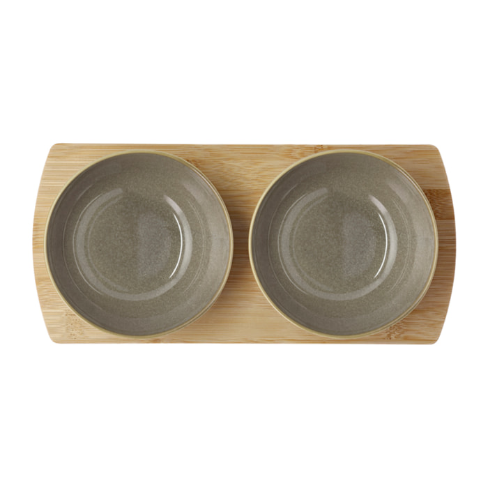 Plateau en bambou avec 2 bols Shoku