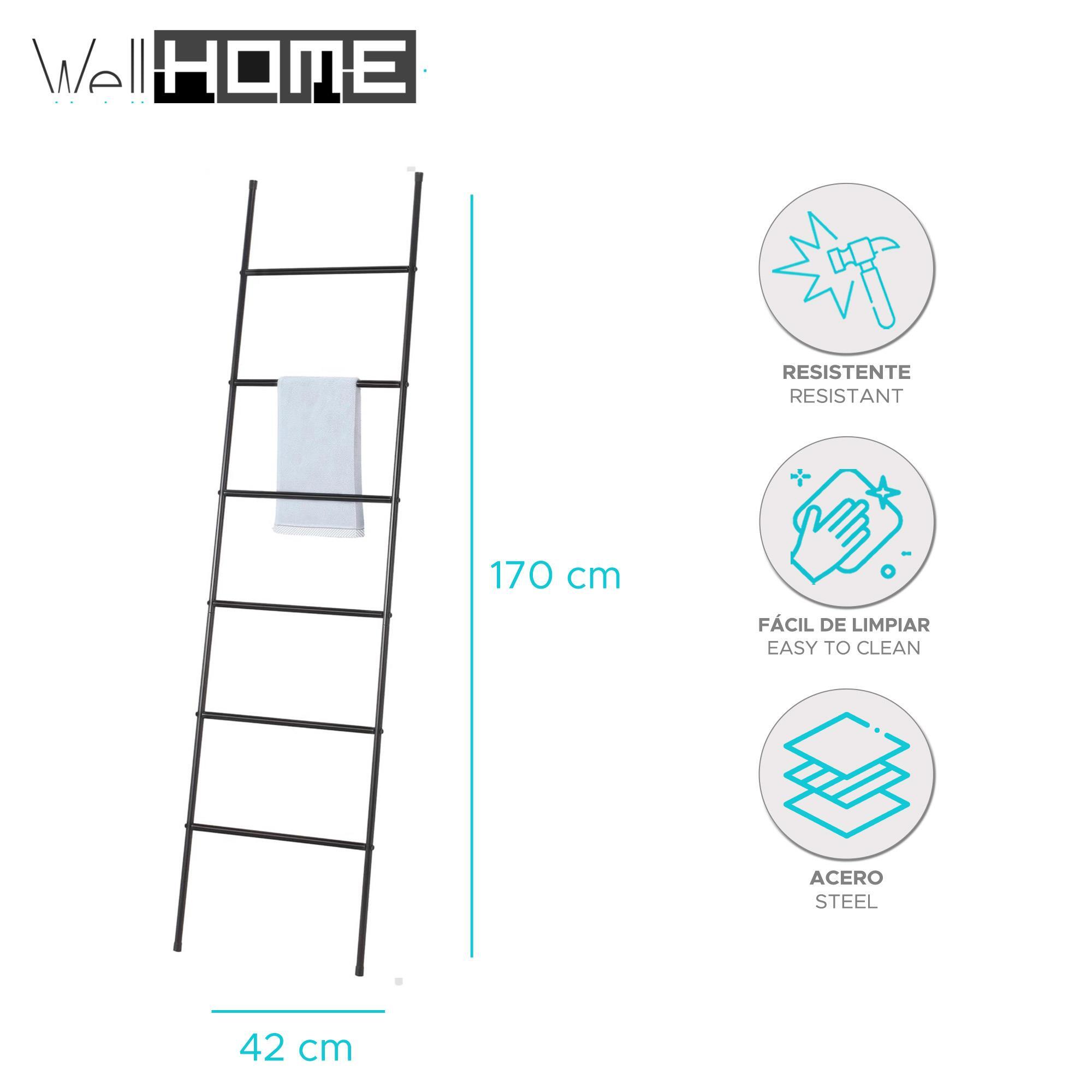Toallero Escalera 6 Niveles Acero Negro