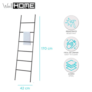 Toallero Escalera 6 Niveles Acero Negro