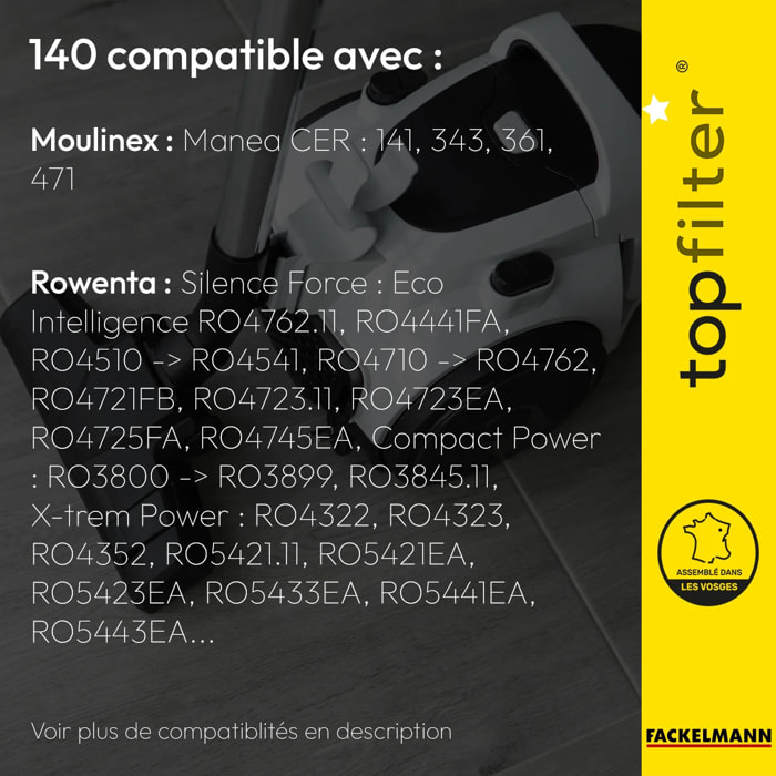 4 sacs aspirateur Rowenta Silence Force Moulinex TopFilter Premium