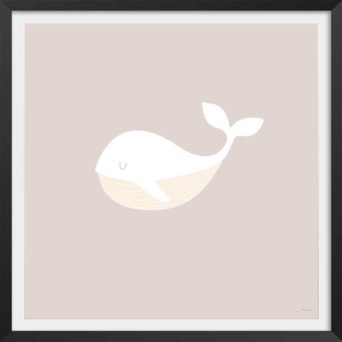 Affiche enfant baleine oh Affiche + cadre en bois - Noir