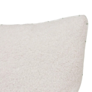 Coussin reversible bouclette/motif coeurs Jaiko 40x40cm blanc et vert