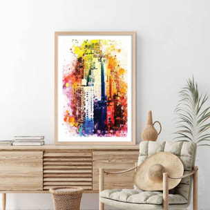 Poster the new yorker flash vision Affiche + cadre en bois - Chêne