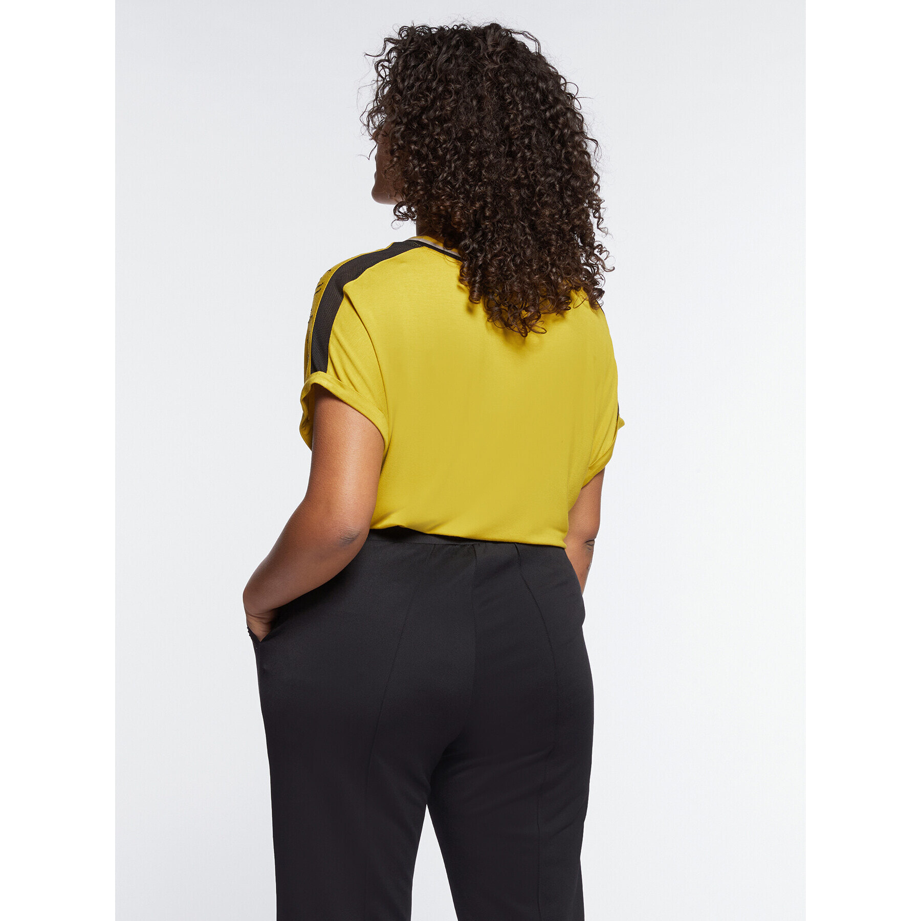 Fiorella Rubino - Camiseta con detalles de rayas y aplicaciones - Amarillo