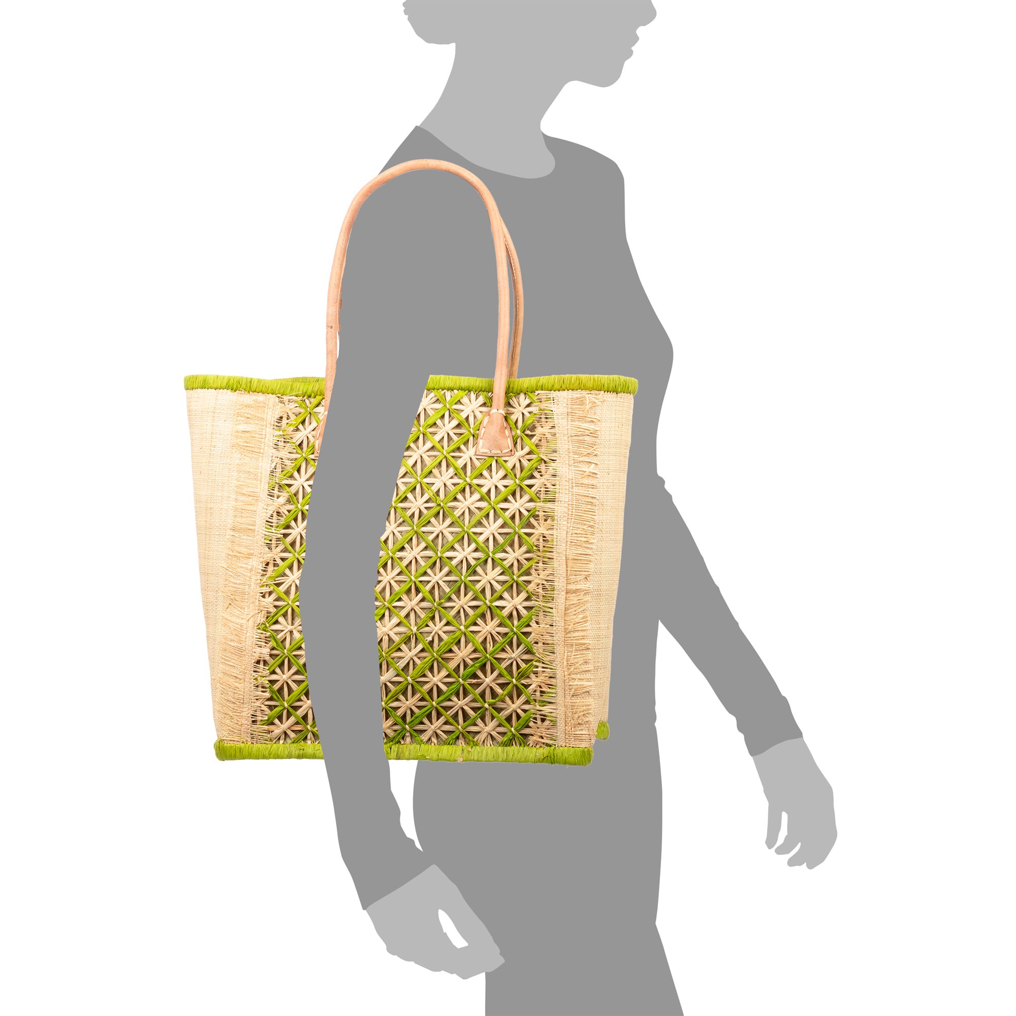 Villafrati bolso de hombro mujer. Fabricado en rafia y paja, con asas de cuero.