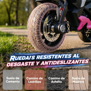 HOMCOM Moto Eléctrica para Niños con 3 Ruedas, Moto Eléctrica Infantil con Pedal, Faro LED, Música y Bocina, Regalo para Niños y Niñas de 3 a 5 Años, Rosa