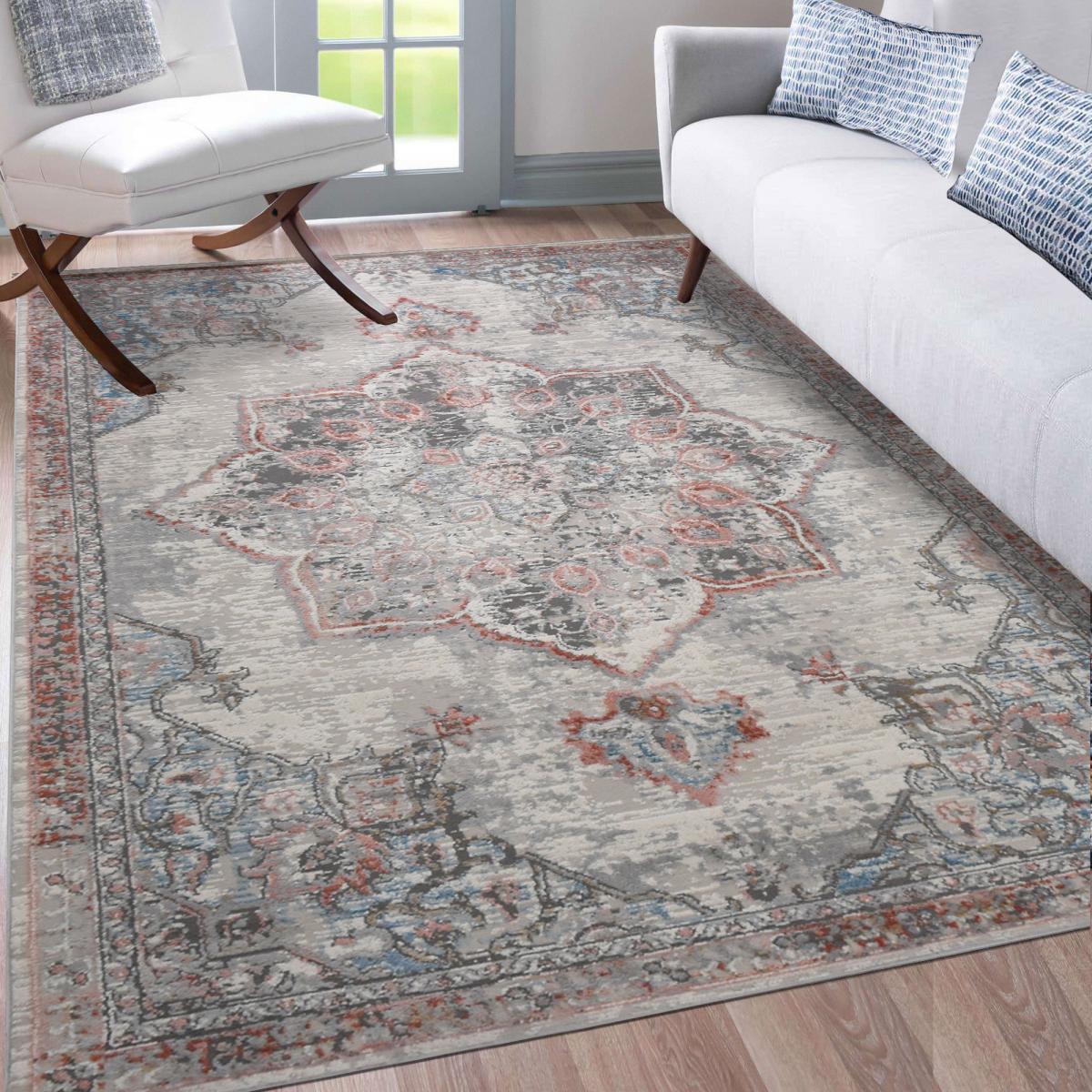 Tapis Kege aux motifs traditionnels orientaux à médaillon