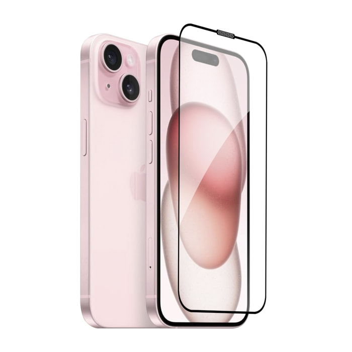 DAM Proteggi schermo in vetro temperato  a copertura totale per iPhone 15 6,55x0,06x14,15 cm. Colore trasparente