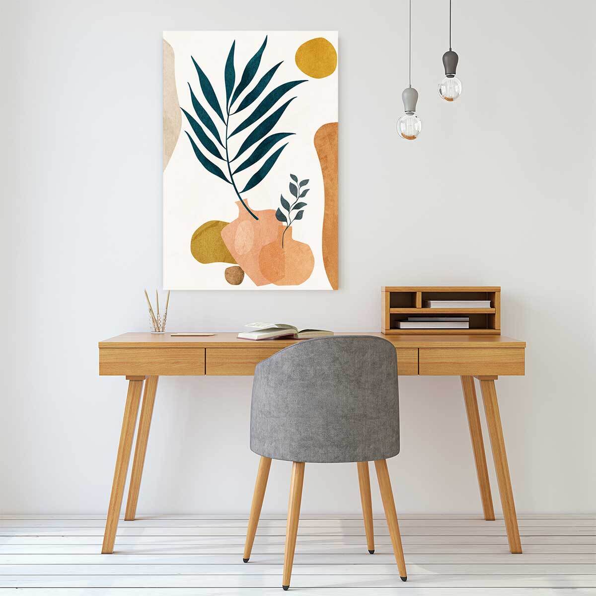 Tableau organique poterie et botanique  Toile imprimée