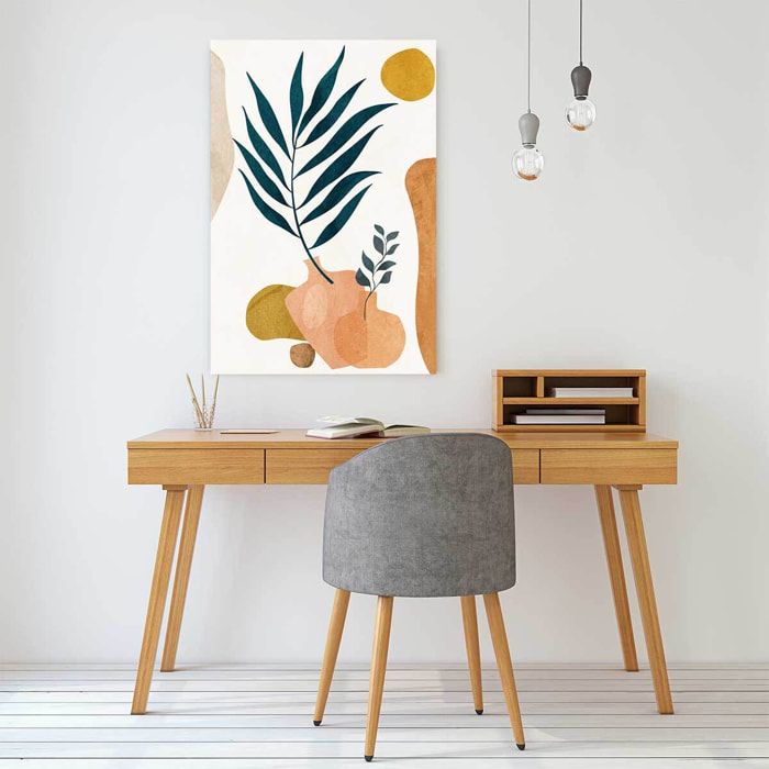 Tableau organique poterie et botanique  Toile imprimée