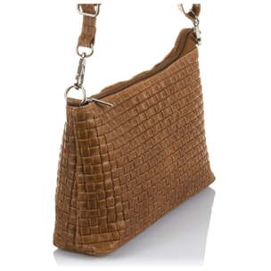 Zia Borsa a tracolla Donna.Pelle autentica Camoscio Inciso Geometrico