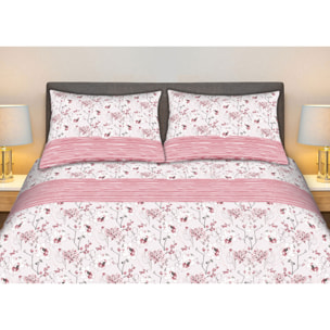 Completo Lenzuola 100% Cotone Effetto Seta Bouquet Rosa CN