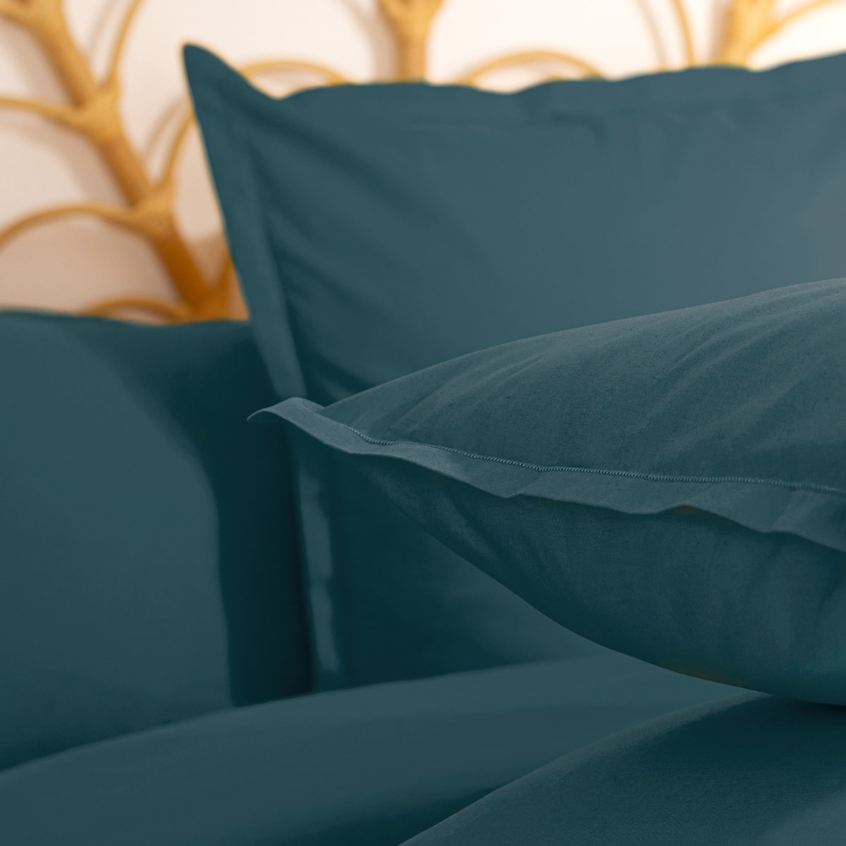 Taie d'oreiller "Carina" coton 63x63cm bleu orage