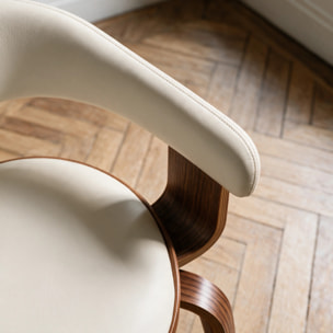 Chaise avec accoudoirs en cuir synthétique blanc - Harold