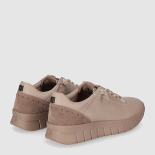 Zapatos de Piel - Beig - Tacón: Bajo