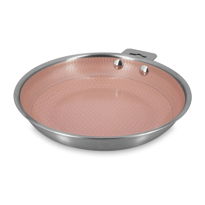 Poêle 20cm en acier inoxydable et manche amovible rose AGLAE