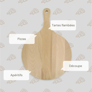 Lot de 2 planches à pizza et tarte flambée en bois Fackelmann Pizzas Lovers