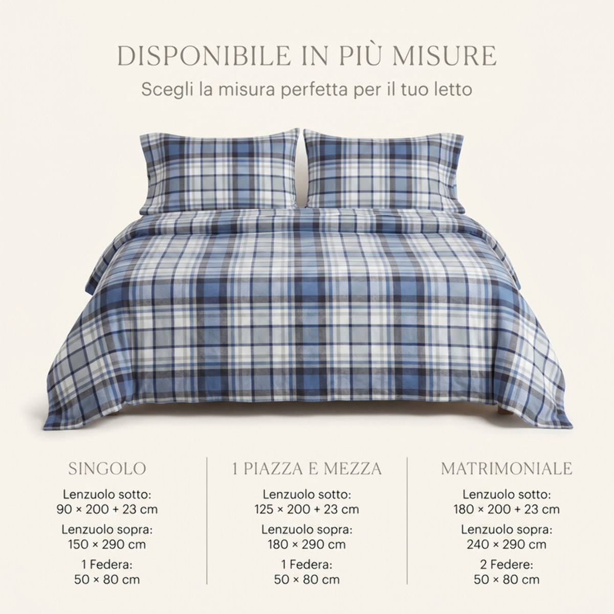 Set Lenzuola Una Piazza e Mezza in Flanella, Tessuto in Cotone anti Pilling, Lenzuolo Sotto con Angoli + Lenzuolo Sopra + 1 Federa, Morbido, Confortevole
