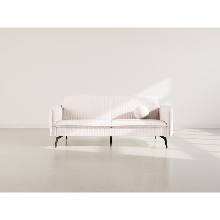 Lexie - Canapé convertible clic-clac 2 places en velours côtelé - Beige