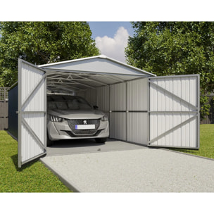 Abri Garage métal gris Yardmaster 20,72 m² + kit d'ancrage