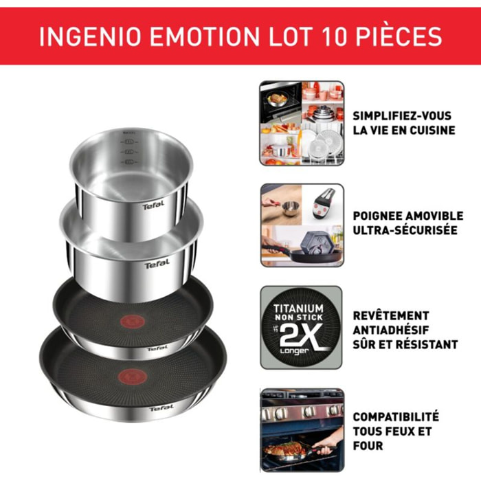 Batterie de cuisine TEFAL Ingenio Emotion 10pcs