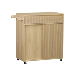 Desserte de cuisine décor bois 1 poignée 1 tiroir 2 portes LINEAR